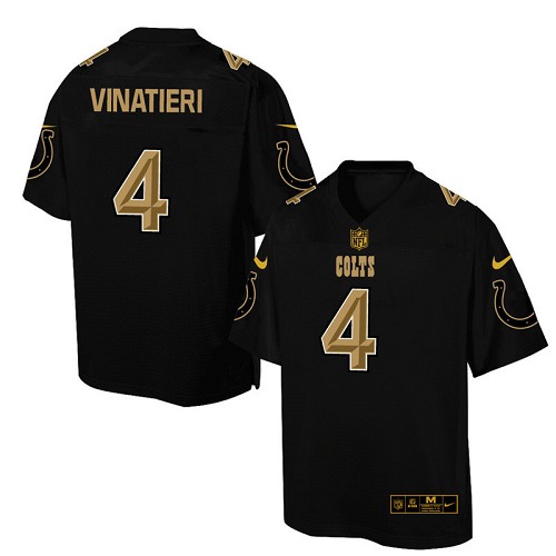 Men's Elite Adam Vinatieri Nike Jersey Black - #4 Pro Line Gold Collection NFL Indianapolis Colts